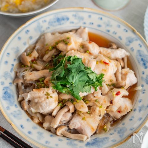 【鶏むね肉と春雨のレンジ蒸し】節約＆レンジだけ♪