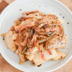 やみつきになるおいしさ！長芋とベーコンのめんつゆバター炒め