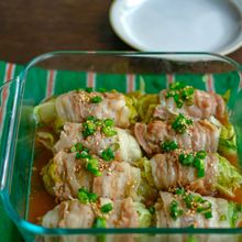 レンジで簡単!豚巻きレタスの旨ぽん蒸し