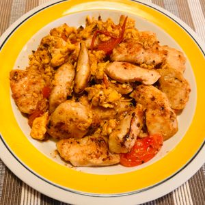 puricoの作ってみた!投稿(ワンパン10分！【鶏むね肉とトマトのとろたま中華炒め】)