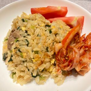 すみれの作ってみた!投稿(栄養満点！味も満点！小松菜チャーハン)