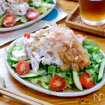 柔らか豚しゃぶでさっぱり☆『冷しゃぶおろしポン酢サラダ』