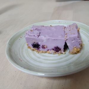 みふりーもの作ってみた!投稿(生クリームなしでヘルシー❢ブルーベリーレアチーズケーキ)
