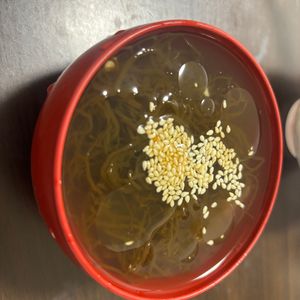 テフロンの使い✋🤟🙌👉の作ってみた!投稿(ちゅるちゅるつめた～い😋もずくとトマトの冷製中華スープ🥣)