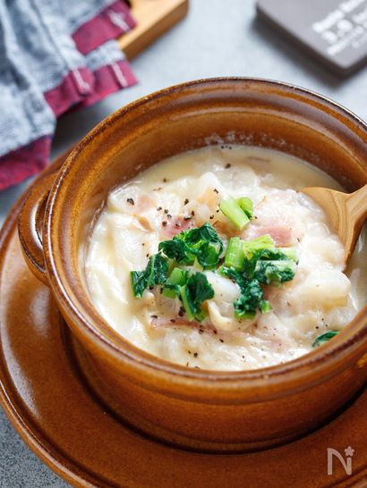 かぶとベーコンのゴロゴロポタージュ【#ブレンダー不要】