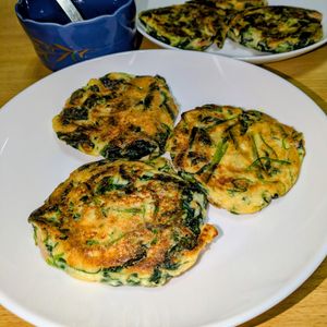 joe sanの作ってみた!投稿(ほうれん草とハムと豆腐のもちっとチヂミ)