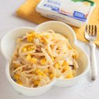 娘がおかわりした重ね煮【コーンクリームパスタ】