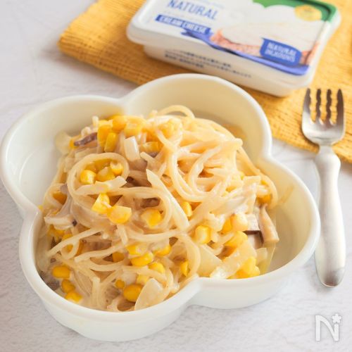 娘がおかわりした重ね煮【コーンクリームパスタ】