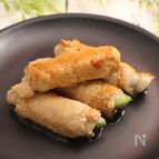 スナップエンドウ肉巻き　ポン酢生姜