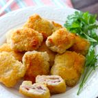 【ベーコンチーズ入りミニカツ】薄切り肉でミルフィーユ風