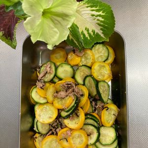 そら・ゆずの作ってみた!投稿(ズッキーニとツナの塩昆布ナムル│混ぜるだけの夏の絶品副菜)