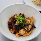 鶏肉となすの黒酢タレ