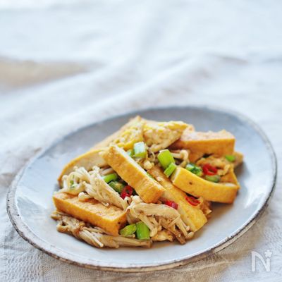 厚揚げと卵の醤油炒め
