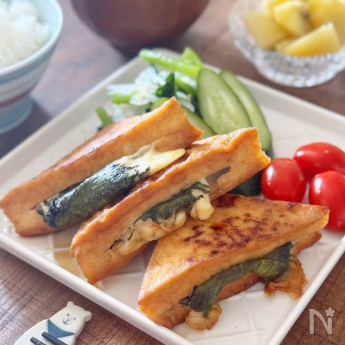 厚揚げの梅しそチーズ照り焼き