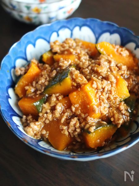 煮込み5分♡かぼちゃのそぼろ煮】たっぷりの餡がおいしい！