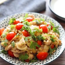 【豚肉とミニトマトの生姜焼きトロリンチーズ】夏らしいおかず♪