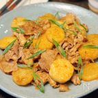 香ばしくて食感やみつき♪【豚肉と長芋のわさび風味甘辛炒め】