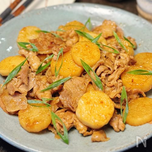 香ばしくて食感やみつき♪【豚肉と長芋のわさび風味甘辛炒め】