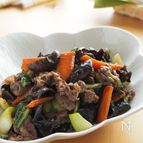 牛肉ときくらげのオイスター炒め