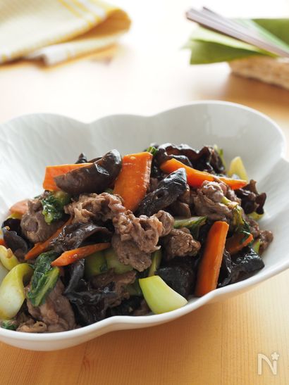 牛肉ときくらげのオイスター炒め