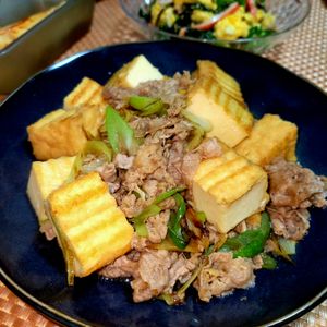 ヴェルの作ってみた!投稿(ワンパン10分！【牛肉×厚揚げ甘辛すき煮】時短で染みジュワ♩)