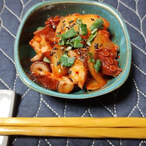 M＊Pの作ってみた!投稿(お手軽おつまみ！たこキムチ)