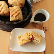 オクラとツナのお揚げさん包み焼き