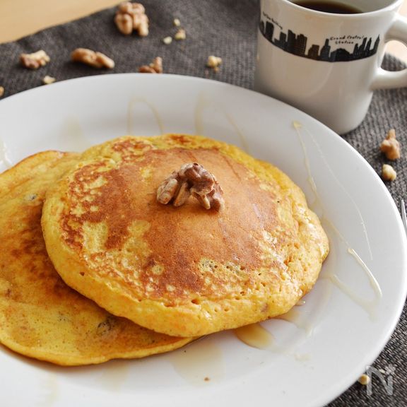 人参とくるみのホットケーキ。朝食に、おやつに♪