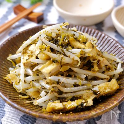 余った高菜で簡単おつまみ♡『高菜ともやしの油炒め』