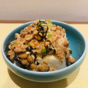 金の作ってみた!投稿(納豆パックの中で混ぜるだけ‼️超簡単♡納豆塩昆布やっこ)