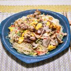 豚肉とカニカマの素麺チャンプル