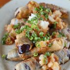なすの肉巻き黒酢みぞれ