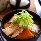 お夜食にも♪『豚肉とたけのことカボチャの具沢山みそ汁』