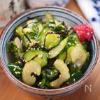 1分おつまみ＆副菜㉓きゅうりとセロリと大葉の塩昆布和え🤭✨