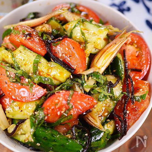 つめた～い夏野菜の🤭💕にんにくごま油＆塩昆布和え🥗