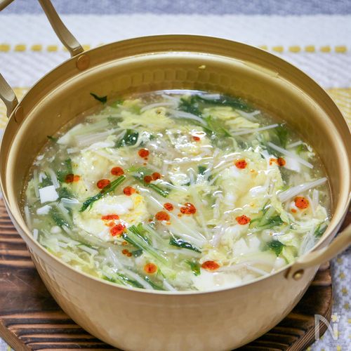 エノキと水菜のシャキシャキとろ〜りスープ