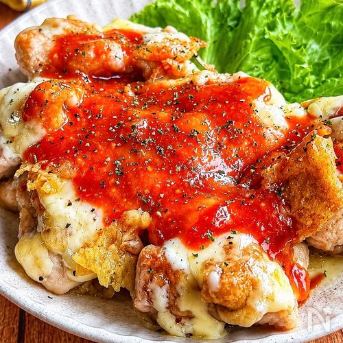 夫が絶賛♡【ガーリックトマトのチーズチキン】身近な調味料で◎