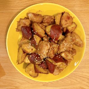 ちちうえ@料理に目覚めたパパ🥹の作ってみた!投稿(さつまいもと鶏肉の甘酢照り炒め)
