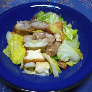 kouの作ってみた!投稿(行列の定食屋さんの🍚豚バラキャベツと厚揚げの旨塩レモン🤩)