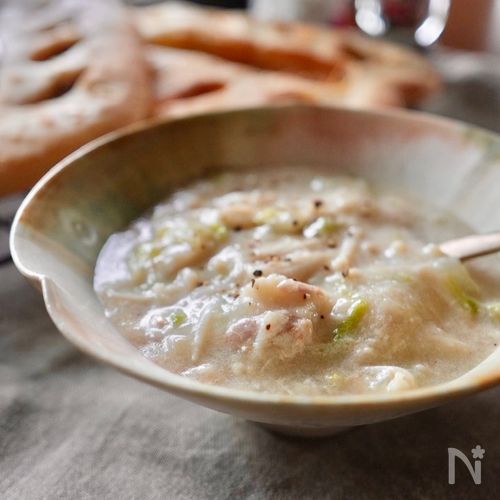 じゃがいもの優しいトロミ【白菜のクリームスープ】