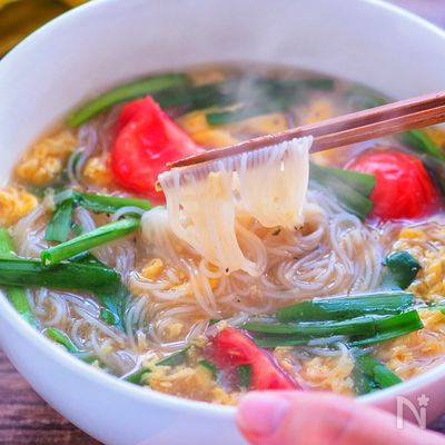 にらたまビーフン【米粉でヘルシー。とろみでぽかぽか温まる♡】