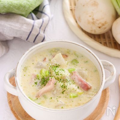 かぶとじゃがいもの豆乳クリームスープ