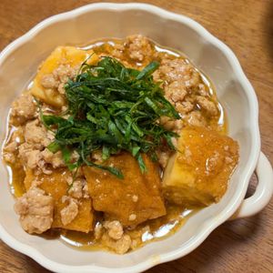 みわの作ってみた!投稿(ひき肉と厚揚げだけ《こってり♡すき焼き風》)