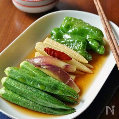 オクラといろいろ野菜の揚げ浸し