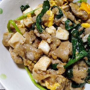 はるねこの作ってみた!投稿(【豚ニラ豆腐のチャンプルー】ボリューミー節約おかず♡)