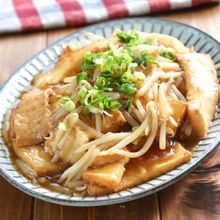 痩せおかず!生姜でポカポカ厚揚げともやしのとろみ炒め