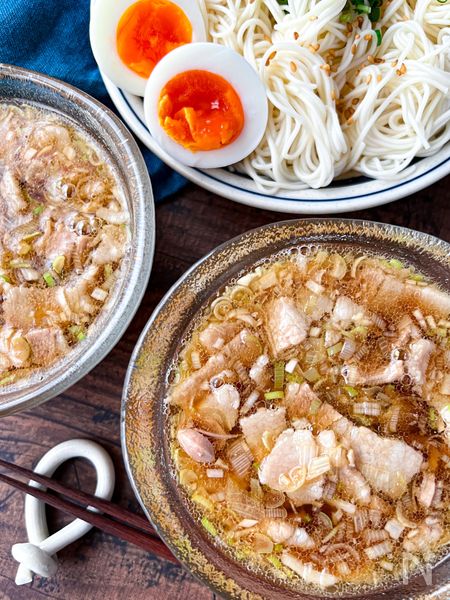 絶品濃厚！『甘辛ネギ豚つけ素麺』