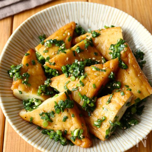 レンジで5分！【お魚厚揚げのにらダレ和え】ご飯すすむ♪