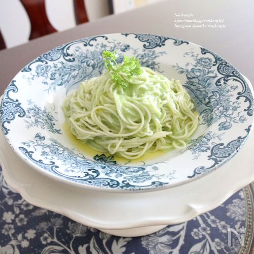 グリーンガスパチョのアレンジそうめん