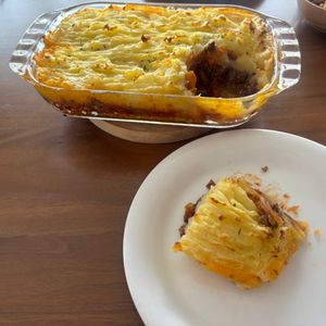 こむぎの作ってみた!投稿(ひき肉とマッシュポテトで【コテージパイ】（シェパーズパイ）)
